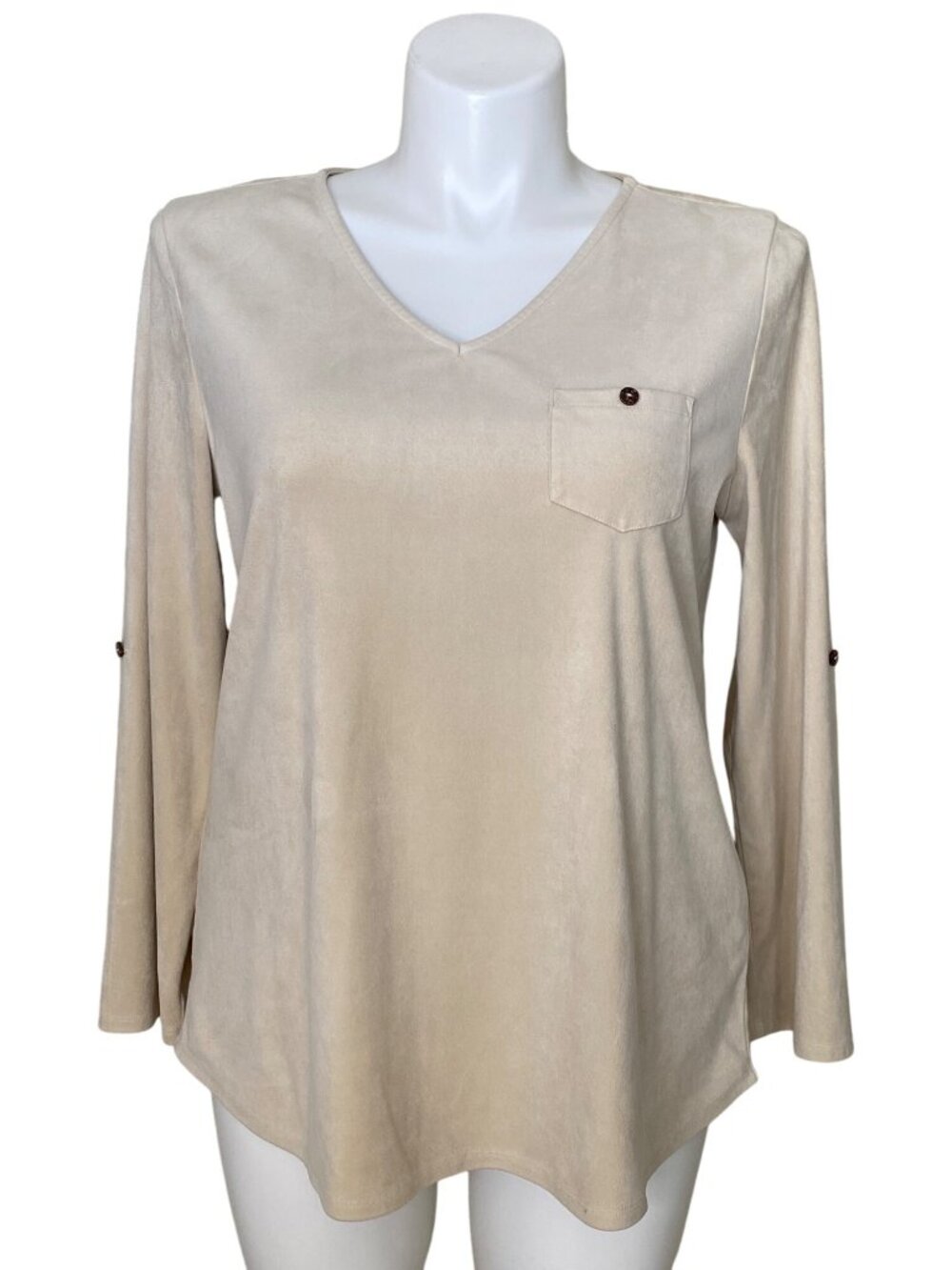 Soft Surroundings Women's Soft Taupe Maddox Ultra Soft Tunic Top, Size L